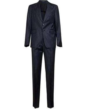 Tagliatore Pinstriped Single-Breasted Suit - Blue