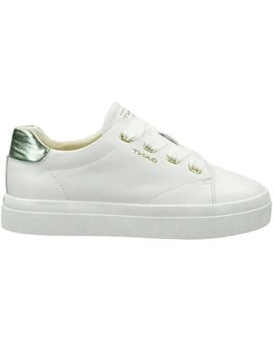 GANT Zapatillas de cuero con lengüeta de tacón metalizada - Blanco