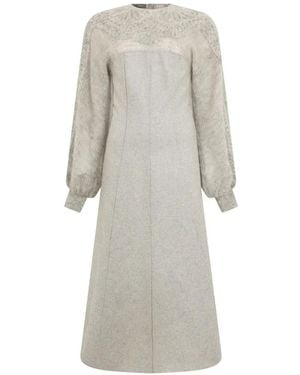 Alberta Ferretti Long-Sleeve Midi Dress - White