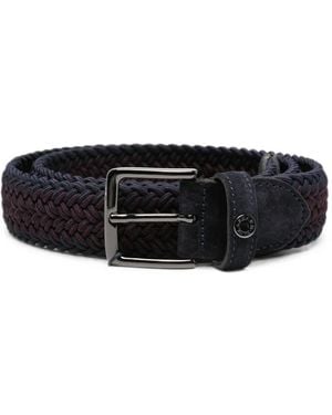 Paul & Shark Braided Suede-Trimmed Belt - Black