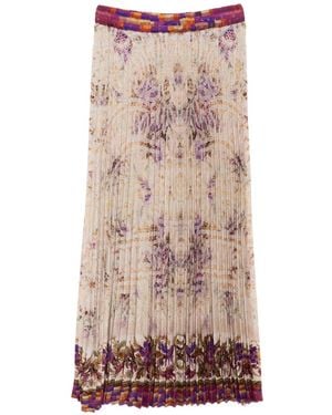 Pierre Louis Mascia Ceto Pleated Floral Skirt - Natural