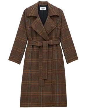 Saint Laurent Plaid-Pattern Coat - Brown