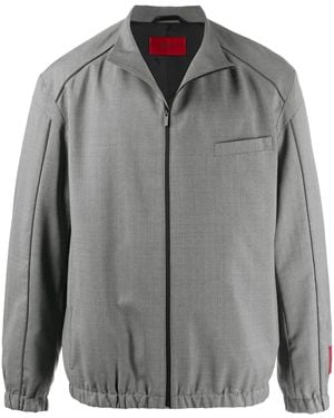 HUGO Pinstriped Pattern Zipped Jacket - Grey