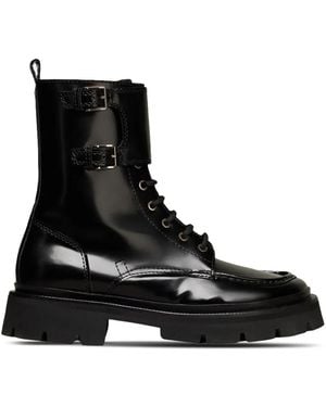 Ami Paris Double-Buckle Leather Boots - Black