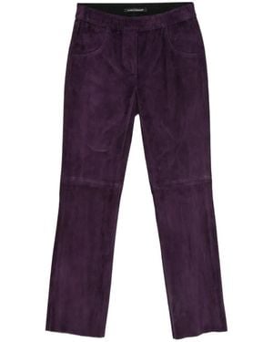 Luisa Cerano Straight-Leg Suede Trousers - Purple