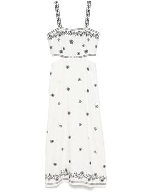 Maje Embroidered Cut-Out Maxi Dress - White