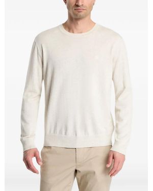 Calvin Klein Logo-Embroidered Crew-Neck Sweater - White