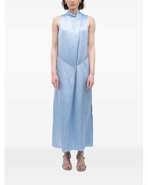 HUGO Satin Chain-Belt Maxi Dress - Blue