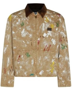 Moschino Paint-Splash Corduroy-Collar Jacket - Metallic