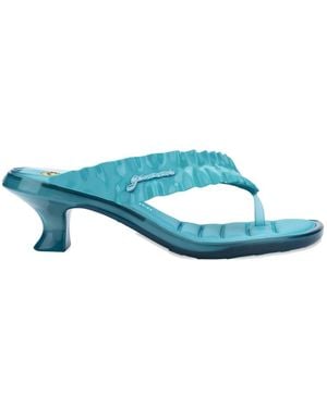 Melissa X Ganni Ruffled Kitten-Heel Sandals - Blue