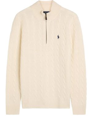 Polo Ralph Lauren Cable-Knit Half-Zip Sweater - Natural