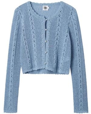 B+ AB Pearl-Button Cardigan - Blue