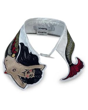 Vivetta Embroidered-Mermaid Motif Collar - White
