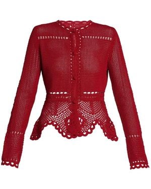 Erdem Gehäkelter Cardigan Mit Schößchen - Rot