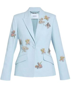 Erdem Floral-Embellished Single-Breasted Blazer - Blue