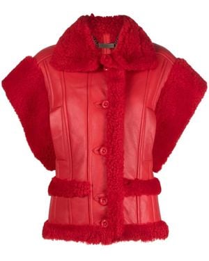Philipp Plein Gothic Plein Buttoned Shearling Vest - Red