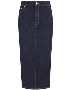 Department 5 Denim-Midirock Mit Stickerei - Blau