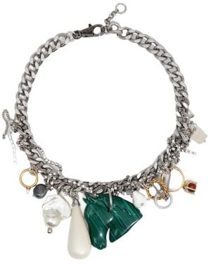 Bimba Y Lola Necklace With Pendants, Rings, Pearls And Horse - Metallic