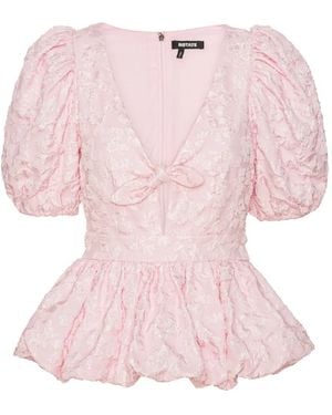 ROTATE BIRGER CHRISTENSEN Jacquard Puff Sleeve Top - Pink