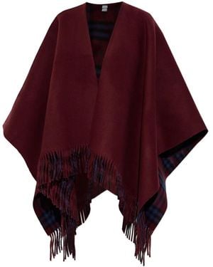Burberry Reversible Fringed Cape - Purple