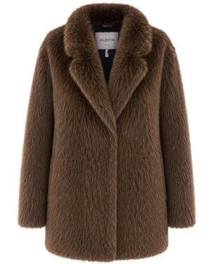 VALENTINI 1972 Faux-Fur Notched-Lapels Coat - Brown