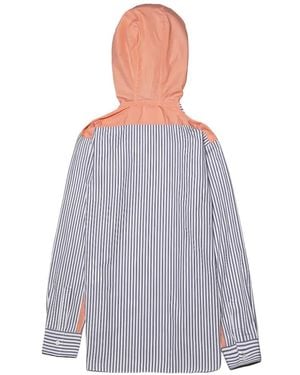 Comme des Garçons Striped Drawstring-Hood Shirt - Grey
