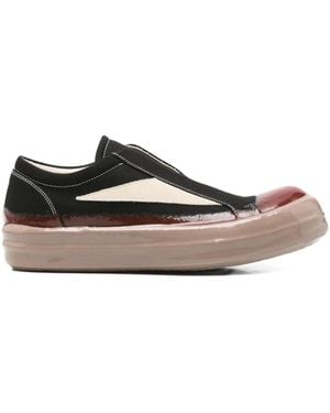 Rick Owens Leather Slip-On Sneakers - Brown
