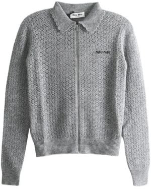 Miu Miu Cashmere And Silk Cardigan - Grau
