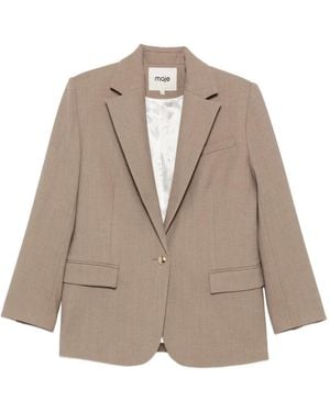 Maje Single-Breasted Blazer - Natural