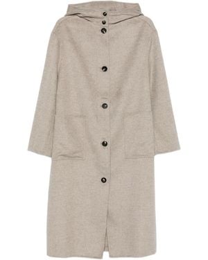 Liviana Conti Hooded Button Coat - Natural