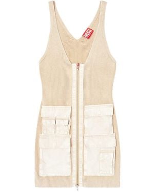 DIESEL M-Gabrielle cargo-pockets ribbed mini dress - Natur