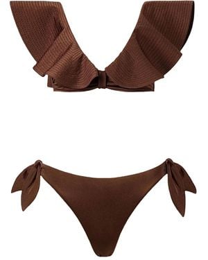 SOFIA ERHAN Bikini Con Ruches - Marrone