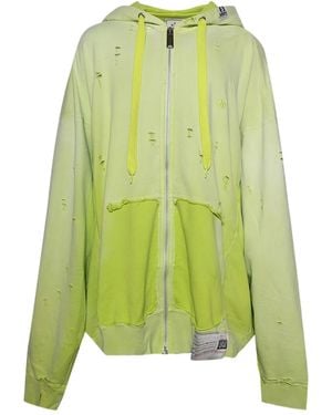 Maison Mihara Yasuhiro Distressed Zip-Up Hoodie - Green