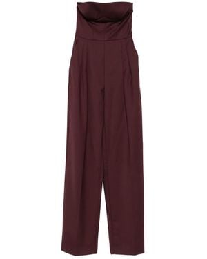 Elisabetta Franchi Strapless Pleated Jumpsuit - Purple