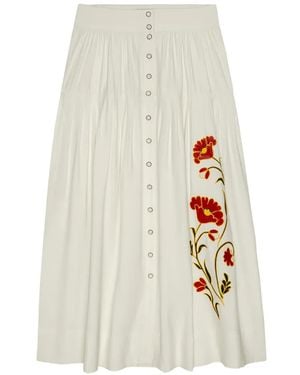 The Great Falda Con Motivo Floral - Blanco
