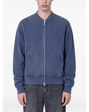 Our Legacy Relic Plum Star Zip-Up Ribbed-Trim Jacket - Blue