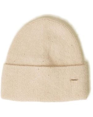 Twinset Logo-Plaqe Beanie Hat - Natural