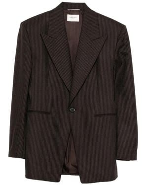 Saint Laurent Pinstripe-Pattern Peak-Lapel Blazer - Black