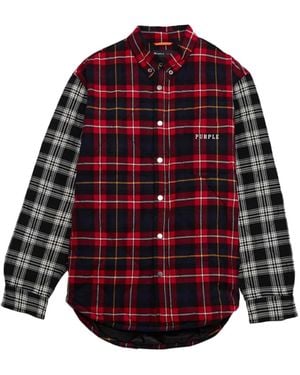 Purple Brand Quilted Plaid Shirt Jacket - Red