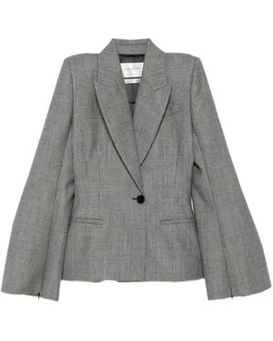 MATIERES FECALES Prince Of Wales-Check Wool Jacket - Grey