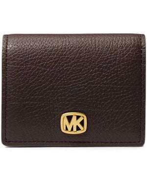 Michael Kors Logo-Plaque Pebbled Leather Wallet - Black
