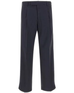 PT Torino Quindici Crease Tailored Virgin Wool Trousers - Blue