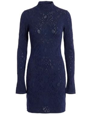 Dondup Abito Corto Traforato A Maniche Lunghe - Blu