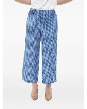 Marni Checked Silk Pants - Blue