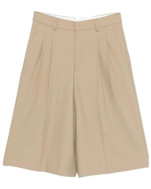 Ami Paris Belt-Loop Pleated Shorts - Natural