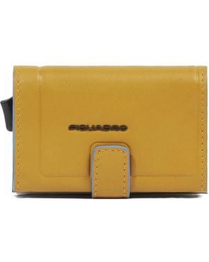 Piquadro Leather Pop-Up Card Holder - Yellow