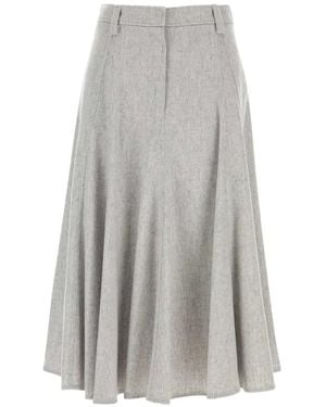 Brunello Cucinelli Panelled Flared Skirt - Grey