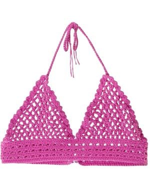 Saiid Kobeisy Crochet Tailored Top - Pink