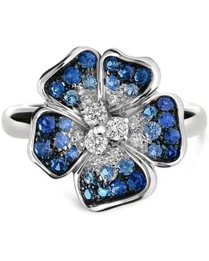 Leo Pizzo 18Kt Weißgoldring Mit Schmucksteinen - Blau