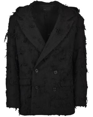 FILTH Boro Jacquard Double-Breasted Jacket - Black
